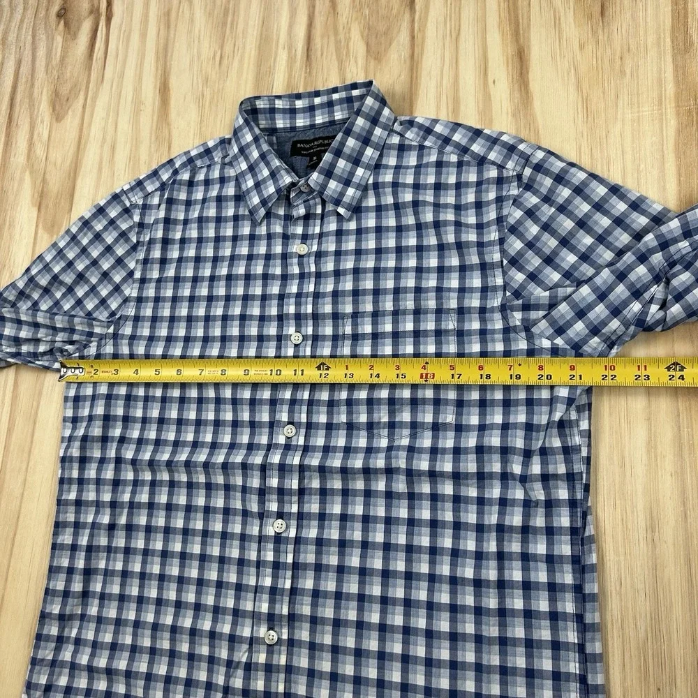 Banana Republic Mens Shirt Soft Wash Standard Fit Button Up Plaid Cotton Medium